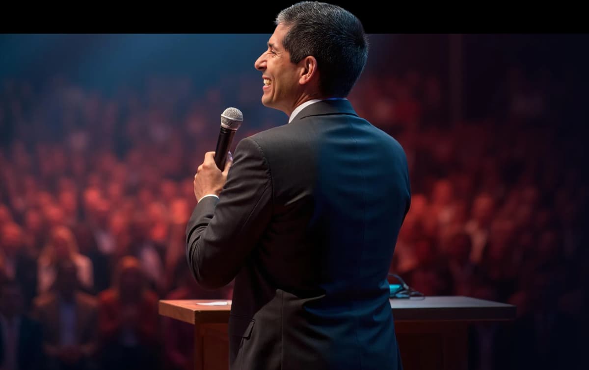 Michael Santos speaking at university